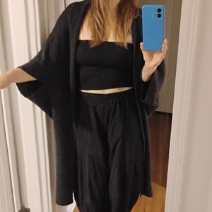 Evam Eva Long Dolman Sleeve Luxury Cardigan Duster Cashmere Wool Yak